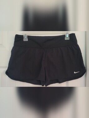 Nike Black Women's Athletic Shorts with Swoosh and zippered back pocket